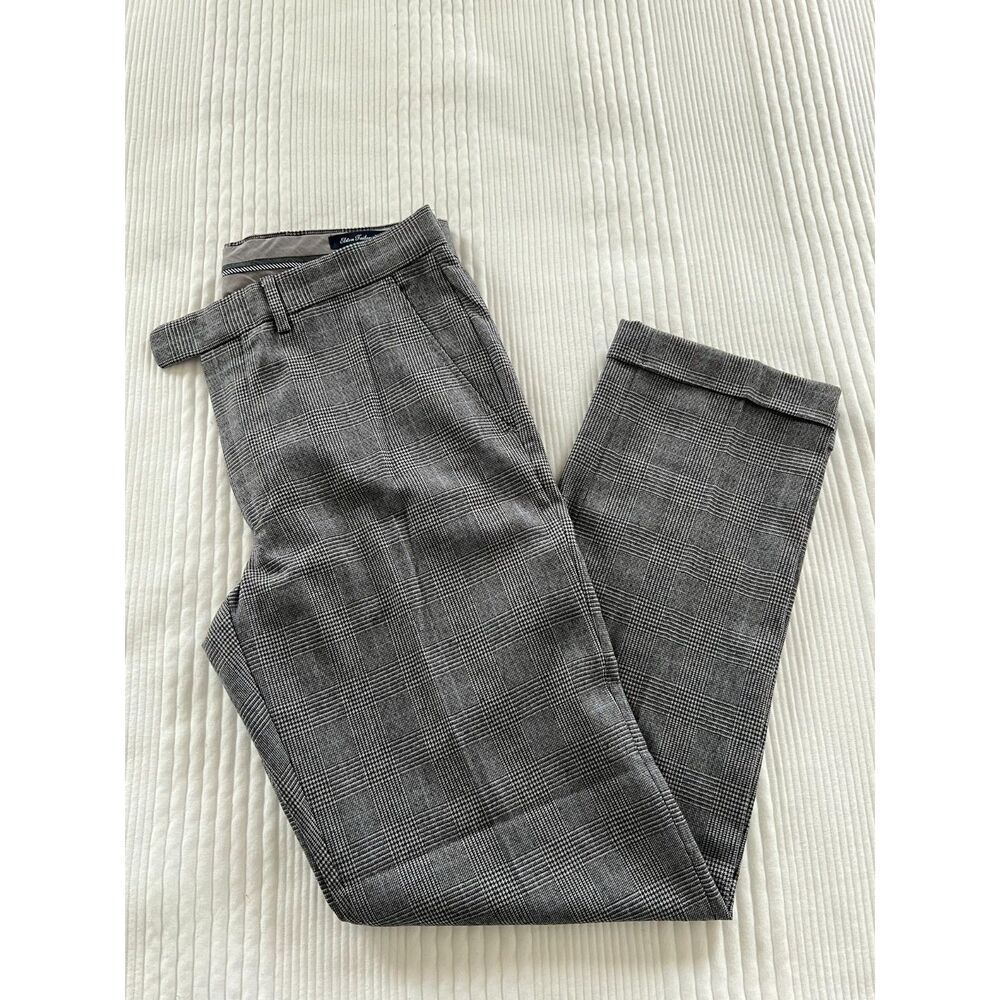 Men's Gray Glen Plaid Lands' End Wool Dress Pants - 32Wx32L - Tailored Fit